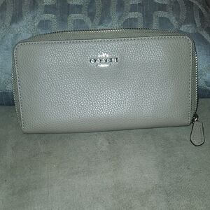 Coach Gray Leather Zip Wallet